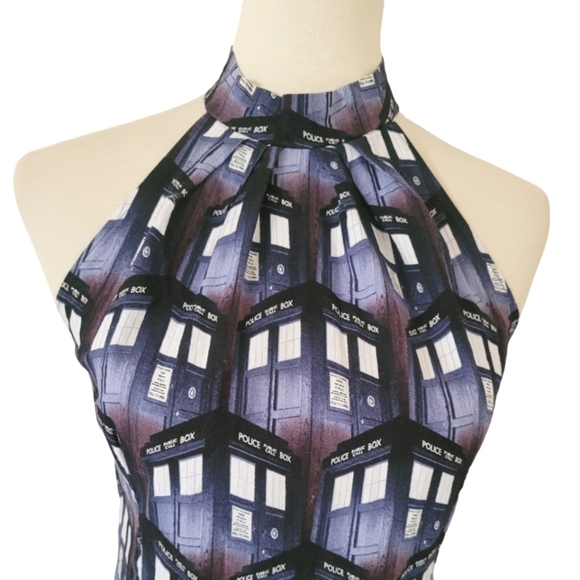 Dr. Who Police Public Call Box‎ Fit and Flare Babydoll Dress - Picture 4 of 7